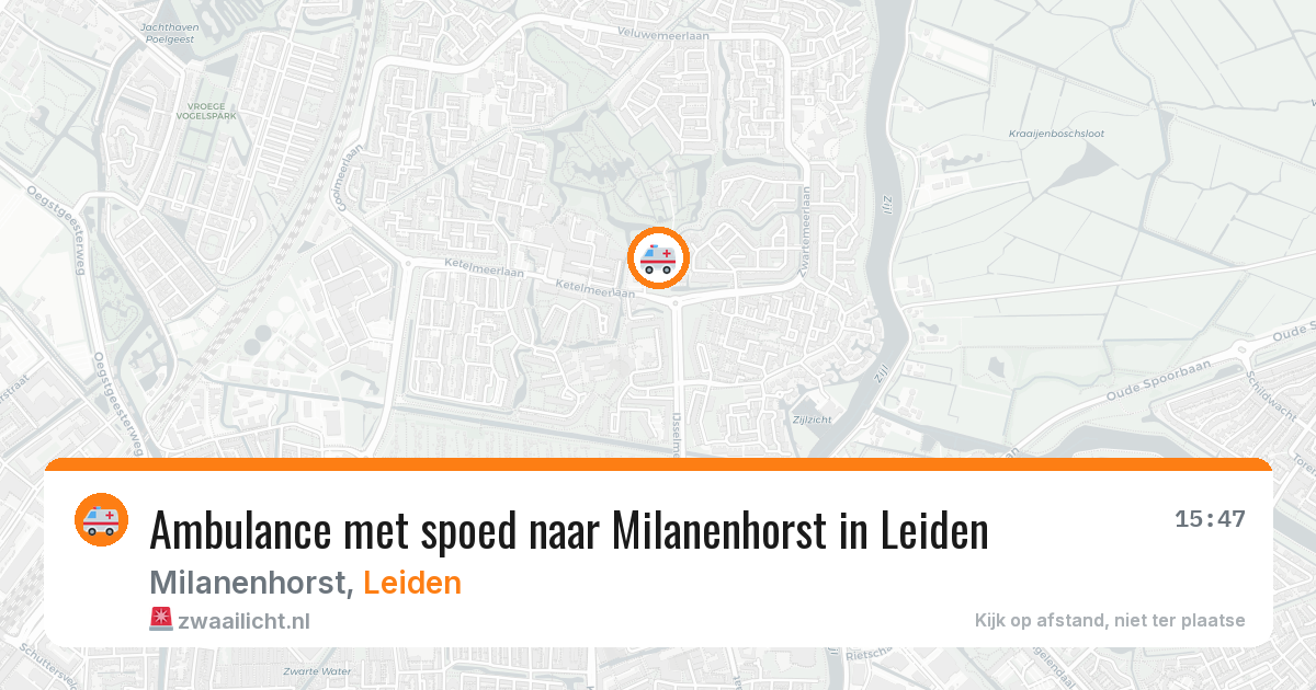 Ambulance met spoed naar Milanenhorst in Leiden — 10 aug 2026
