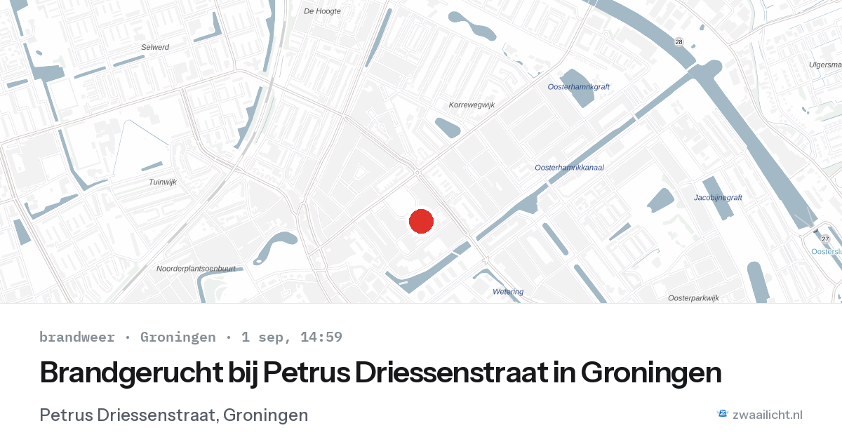Brandgerucht bij Petrus Driessenstraat in Groningen — 1 sep 2026