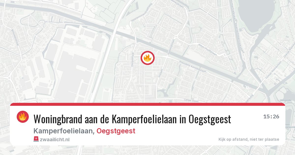 Woningbrand aan de Kamperfoelielaan in Oegstgeest — 29 apr 2026