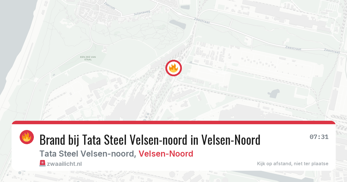 Brand bij Tata Steel Velsen-noord in Velsen-Noord — 29 jan 2026