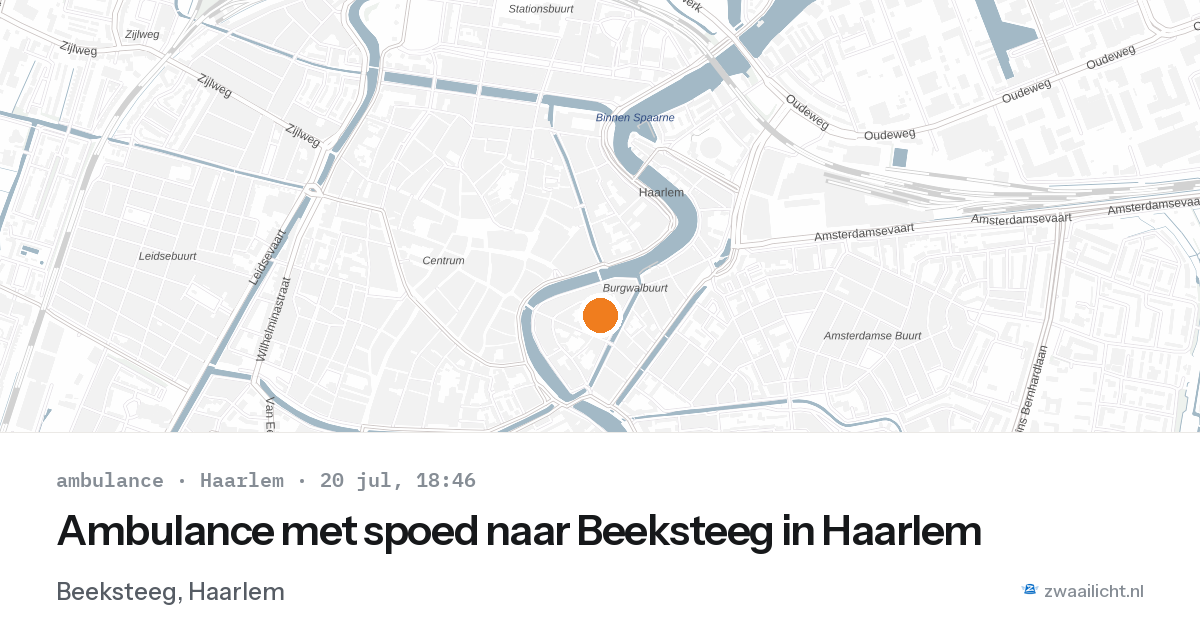 Ambulance met spoed naar Beeksteeg in Haarlem — 20 jul 2026