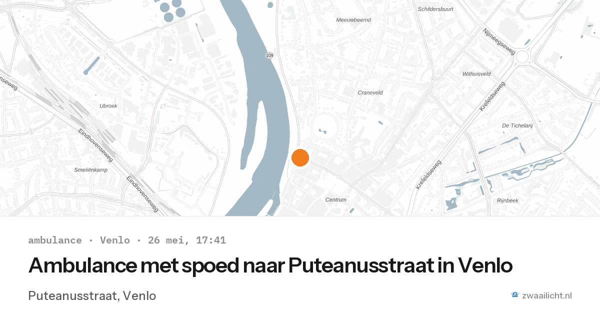 Ambulance met spoed naar Puteanusstraat in Venlo — 26 mei 2026