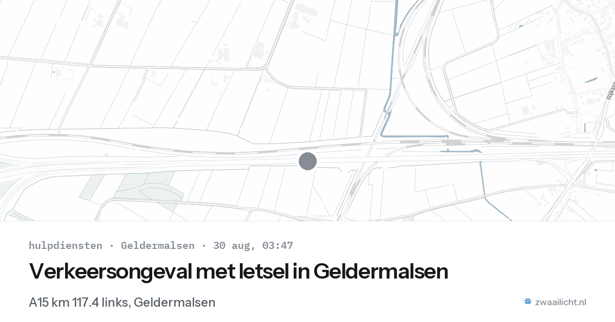 Verkeersongeval met letsel in Geldermalsen — 30 aug 2026