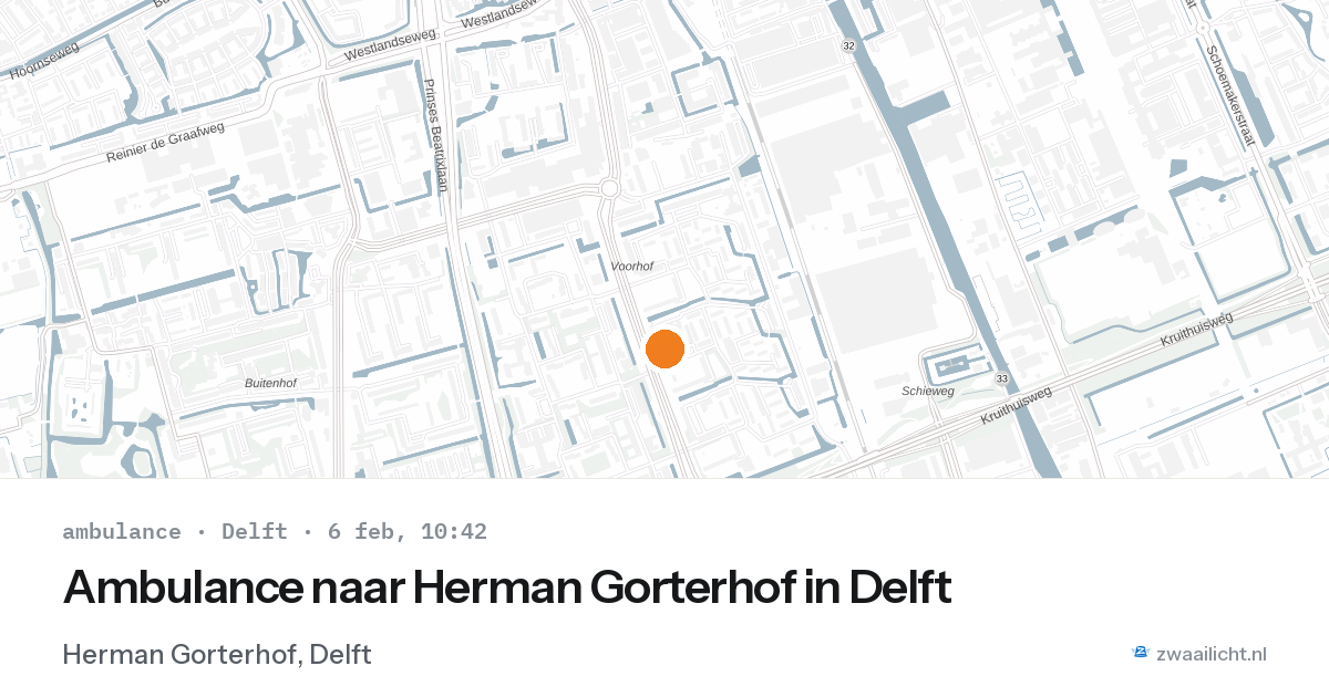 Ambulance naar Herman Gorterhof in Delft — 6 feb 2026