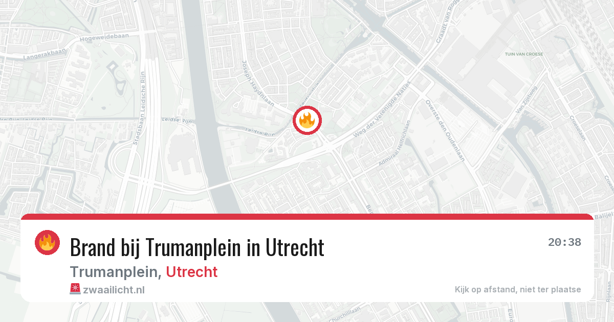 Brand bij Trumanplein in Utrecht — 7 aug 2026