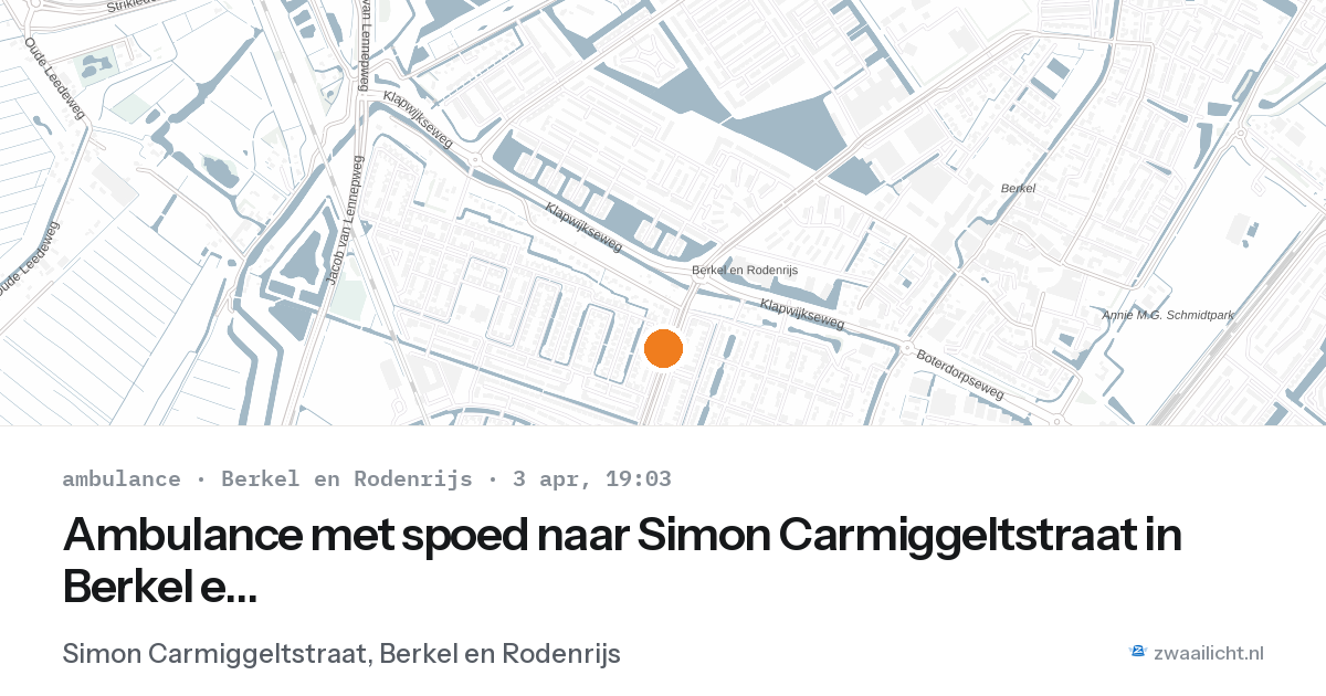 Ambulance met spoed naar Simon Carmiggeltstraat in Berkel en Rodenrijs — 3 apr 2026