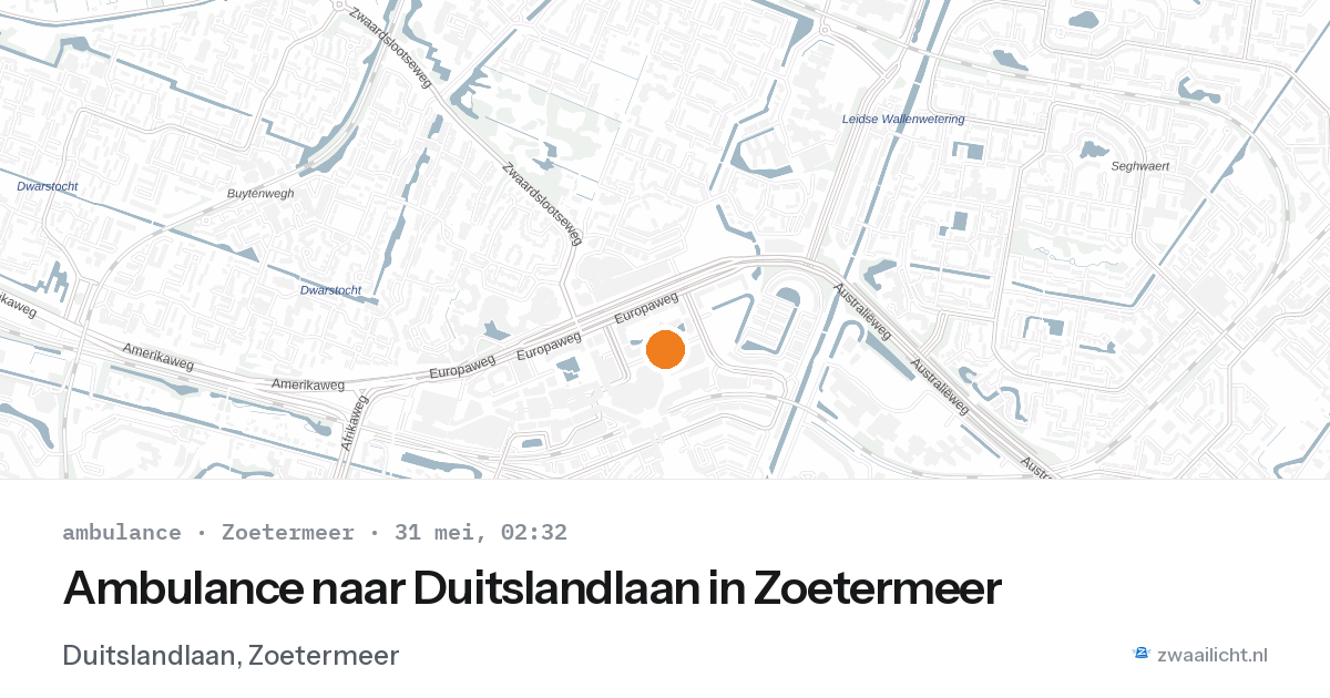Ambulance naar Duitslandlaan in Zoetermeer — 31 mei 2026