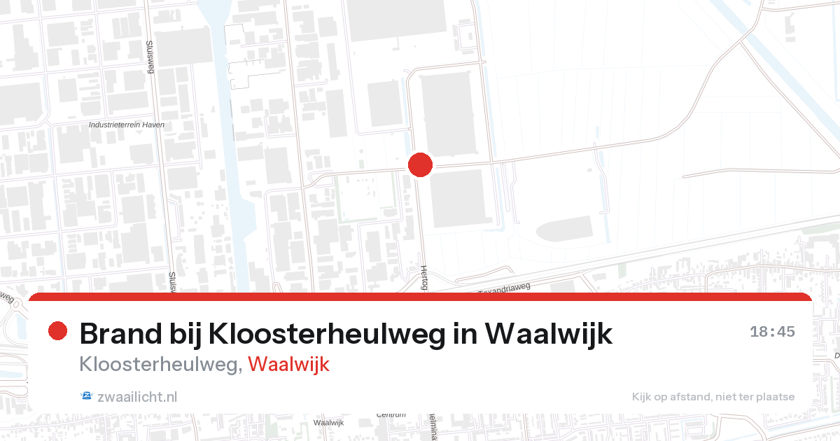 Brand bij Kloosterheulweg in Waalwijk — 28 aug 2026