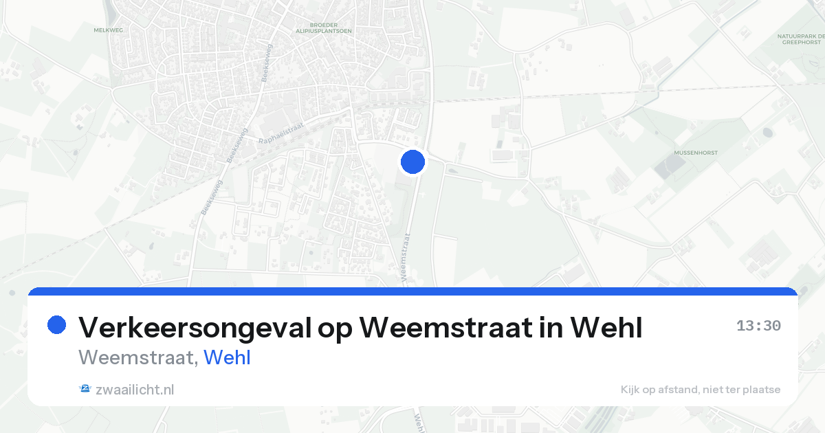 Verkeersongeval op Weemstraat in Wehl — 20 aug 2026