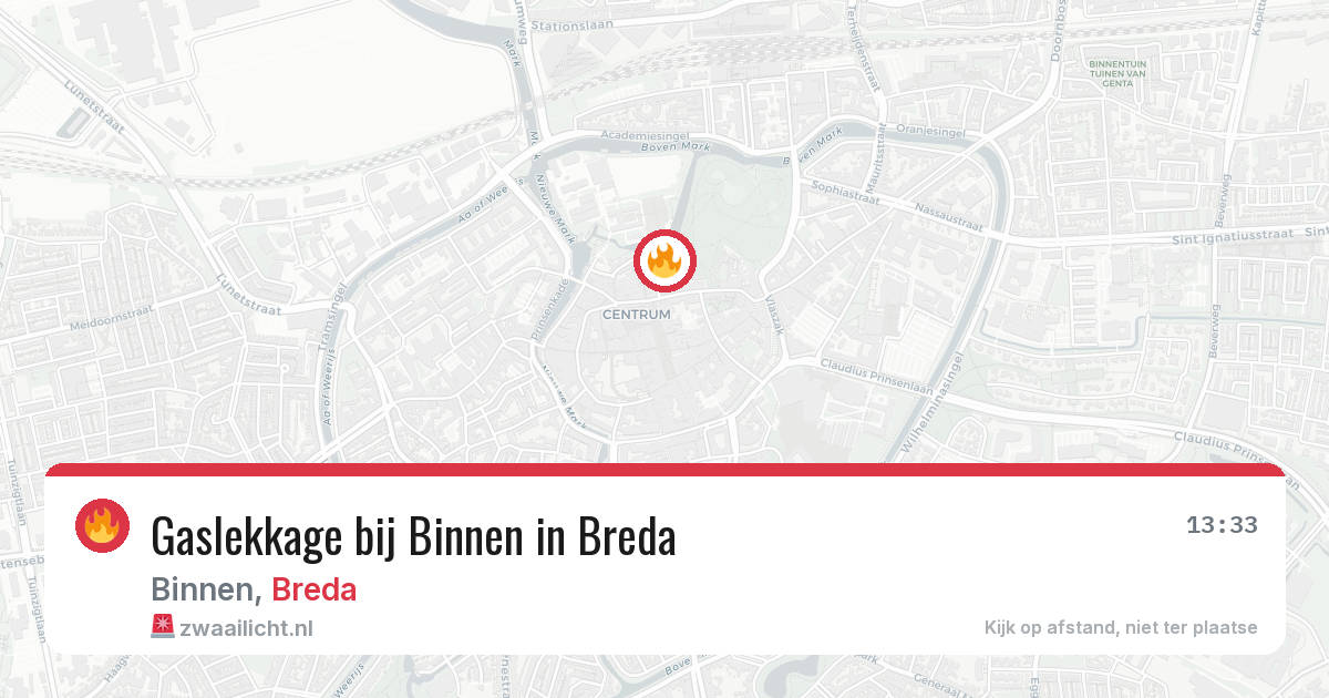 Gaslekkage bij Binnen in Breda — 1 jul 2026