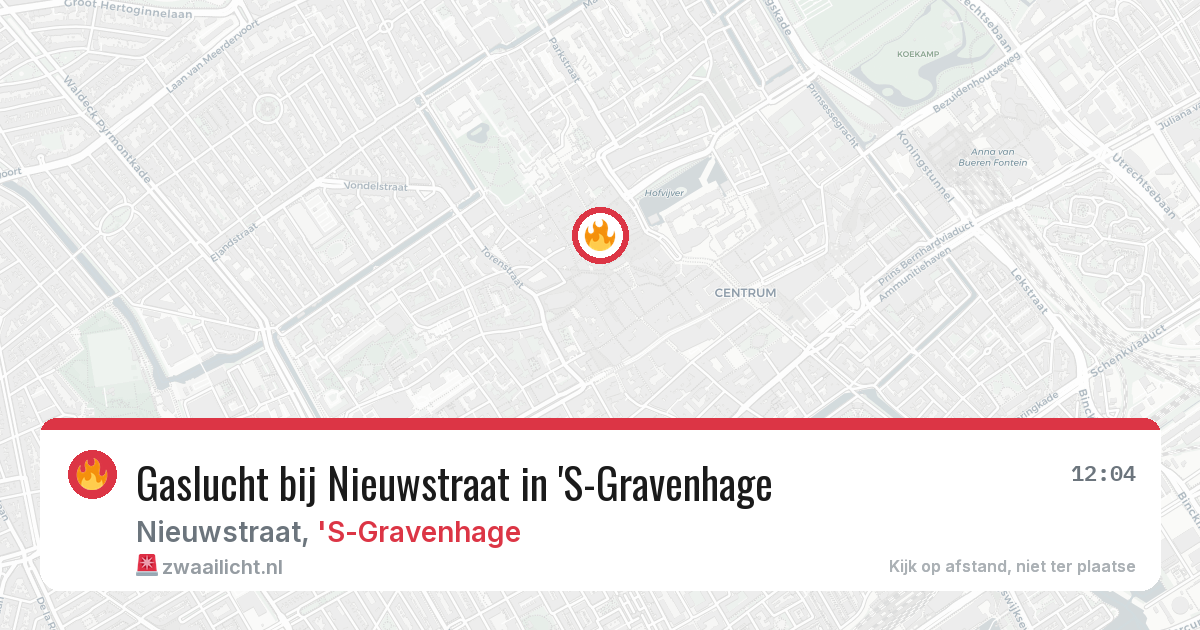 Gaslucht bij Nieuwstraat in 'S-Gravenhage — 3 jul 2026