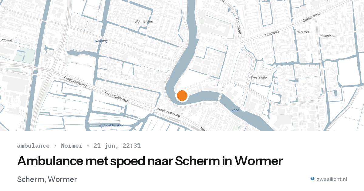 Ambulance met spoed naar Scherm in Wormer — 21 jun 2026