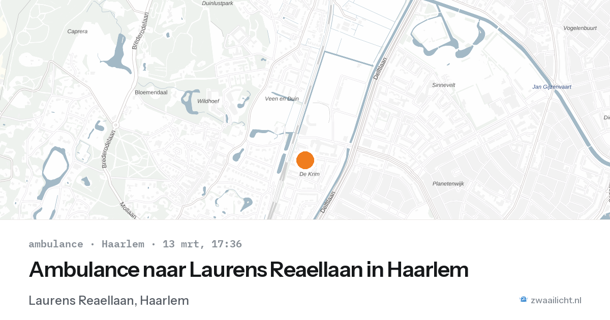 Ambulance naar Laurens Reaellaan in Haarlem — 13 mrt 2026