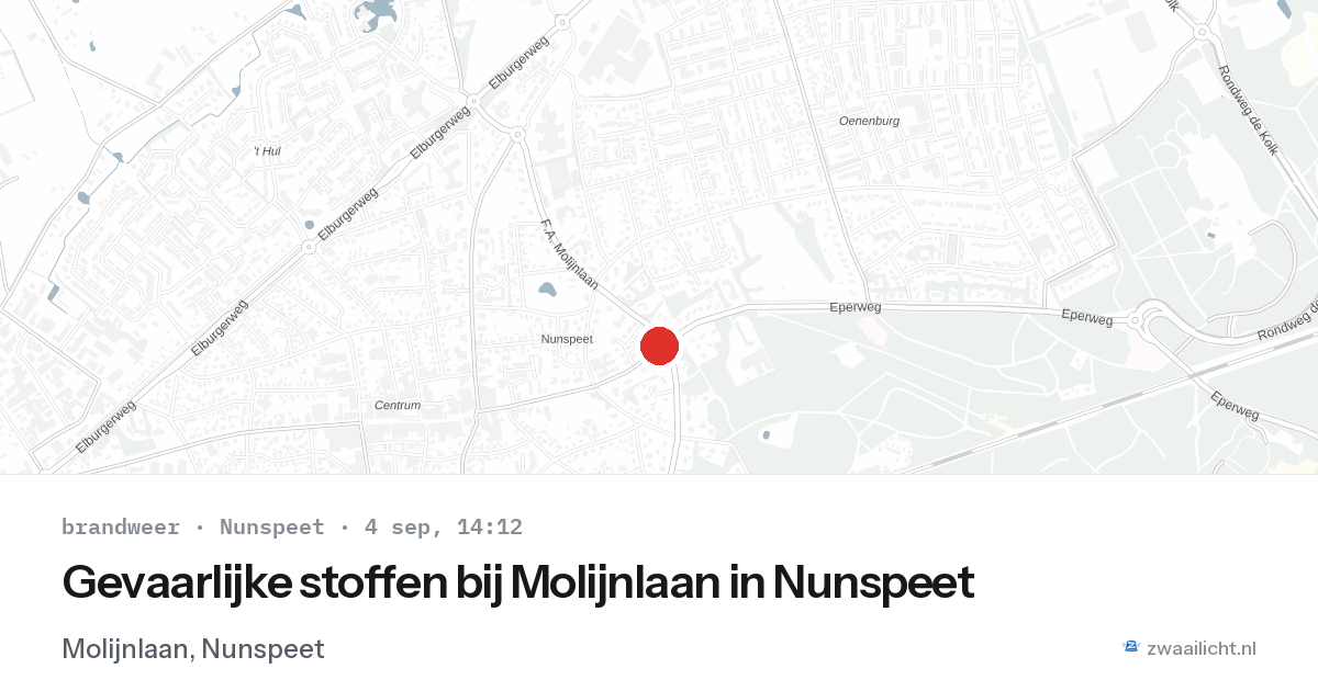 Gevaarlijke stoffen bij Molijnlaan in Nunspeet — 4 sep 2026