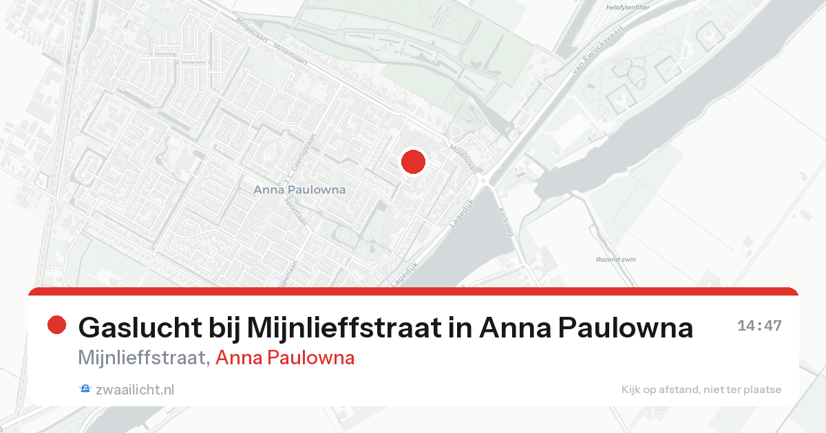 Gaslucht bij Mijnlieffstraat in Anna Paulowna — 17 aug 2026