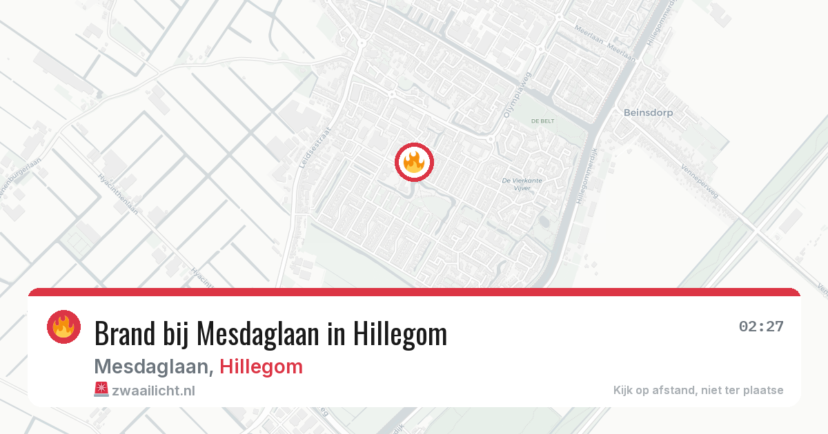 Brand bij Mesdaglaan in Hillegom — 1 jul 2026