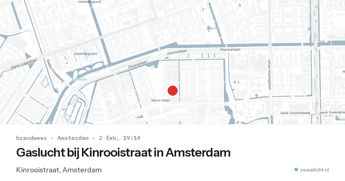 Gaslucht bij Kinrooistraat in Amsterdam — 2 feb 2026