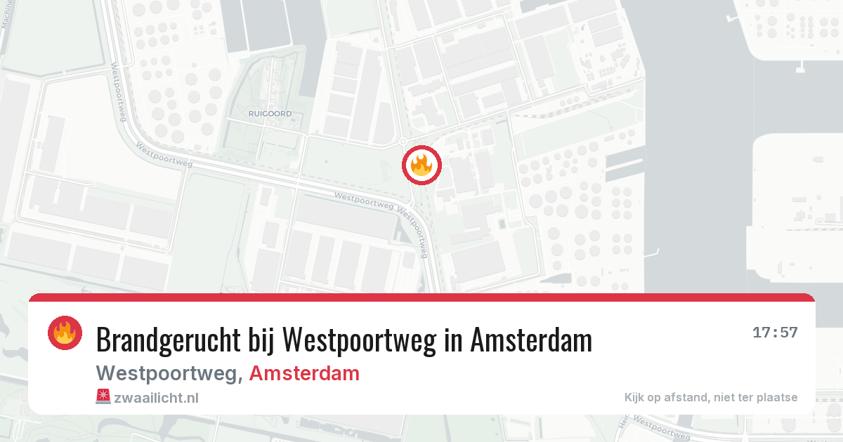 Brandgerucht bij Westpoortweg in Amsterdam — 14 aug 2026