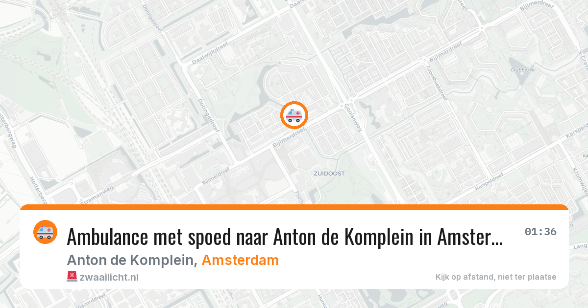 Ambulance met spoed naar Anton de Komplein in Amsterdam — 10 aug 2026