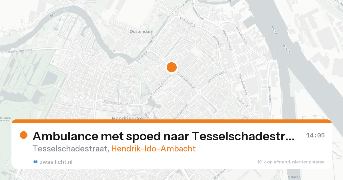 Ambulance met spoed naar Tesselschadestraat in Hendrik-Ido-Ambacht — 21 aug 2026