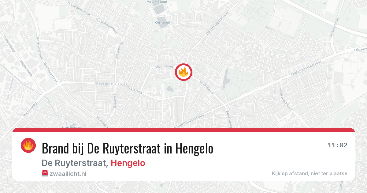 Brand bij De Ruyterstraat in Hengelo — 20 jun 2026