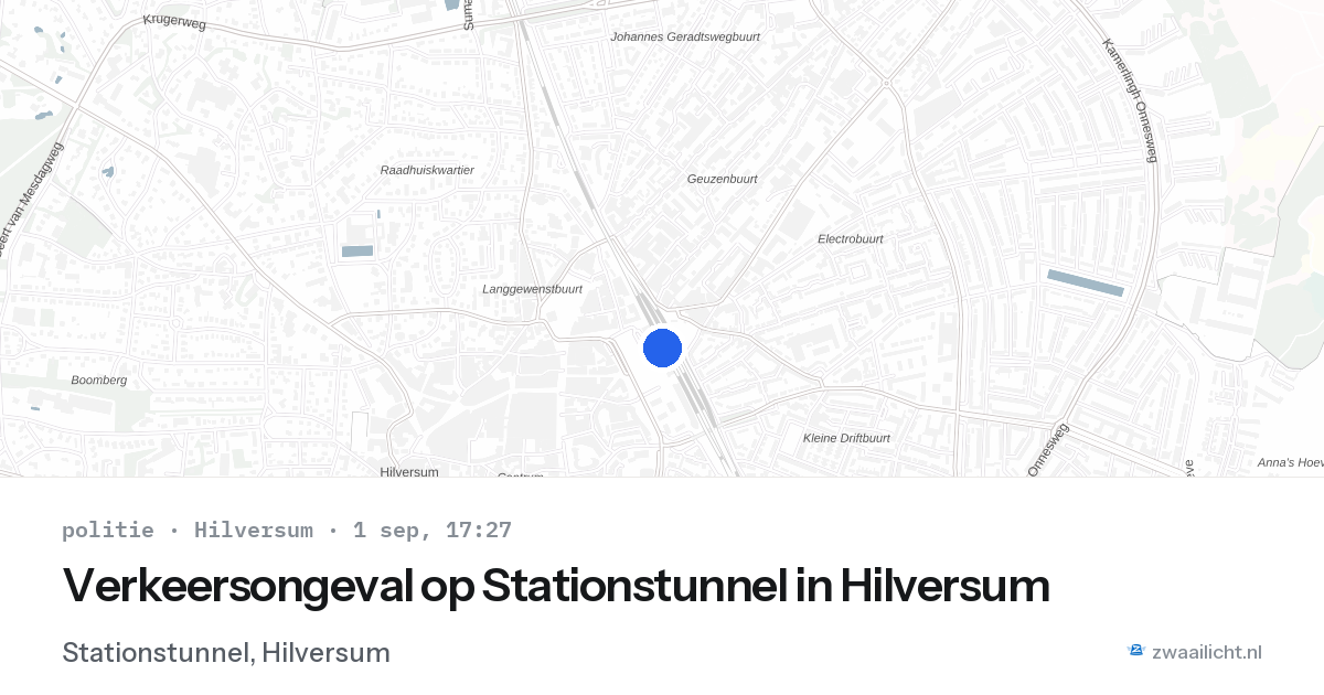 Verkeersongeval op Stationstunnel in Hilversum — 1 sep 2026