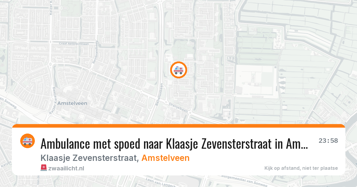 Ambulance met spoed naar Klaasje Zevensterstraat in Amstelveen — 6 apr 2026