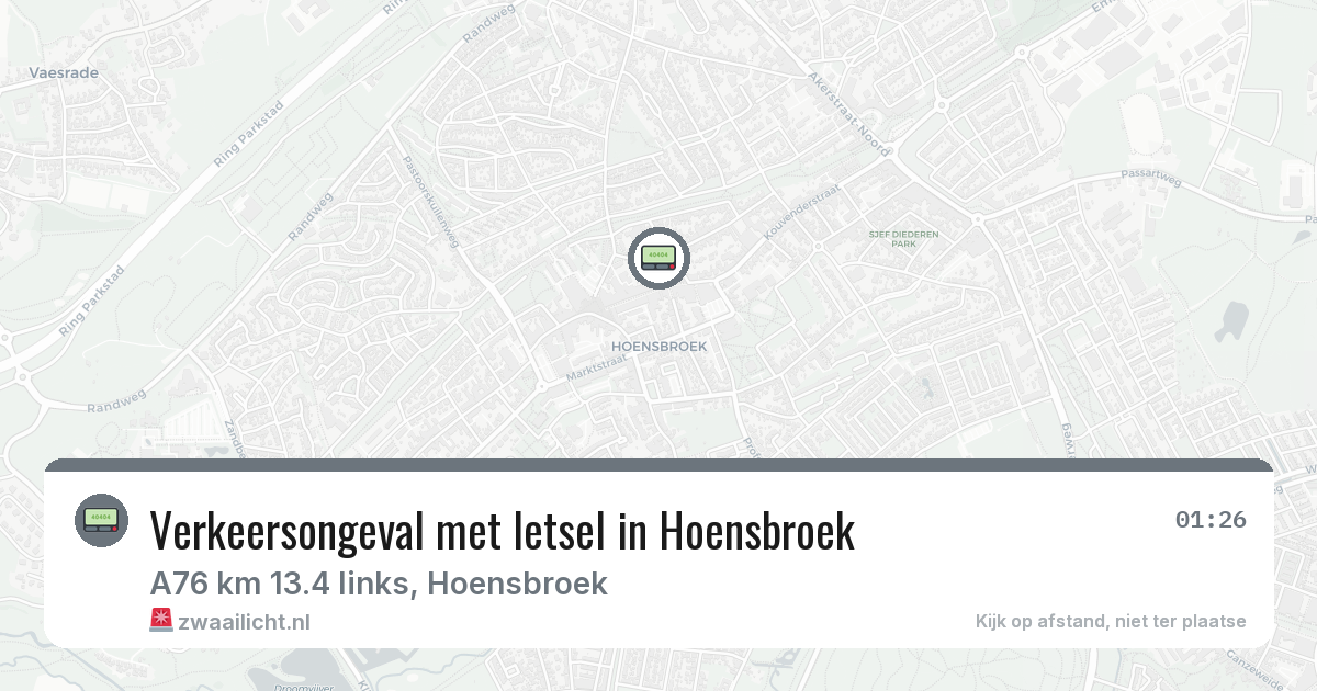 Verkeersongeval met letsel in Hoensbroek — 9 aug 2026