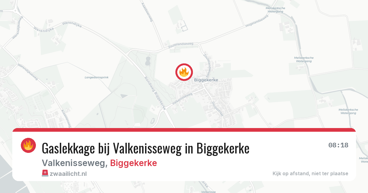Gaslekkage bij Valkenisseweg in Biggekerke — 19 jun 2026