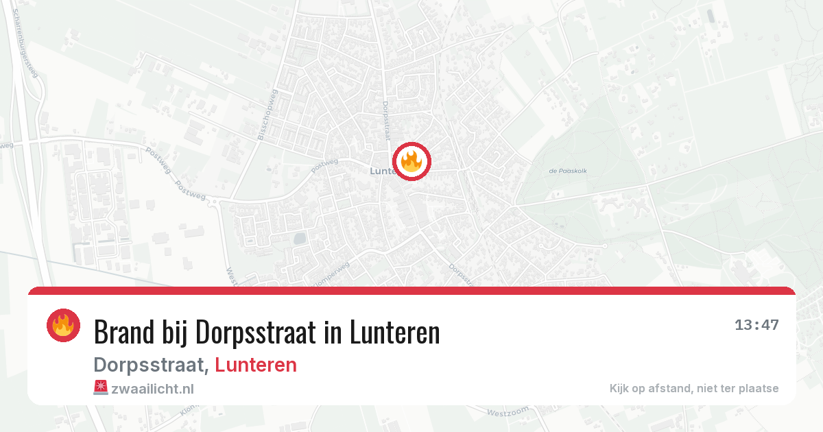 Brand bij Dorpsstraat in Lunteren — 4 aug 2026