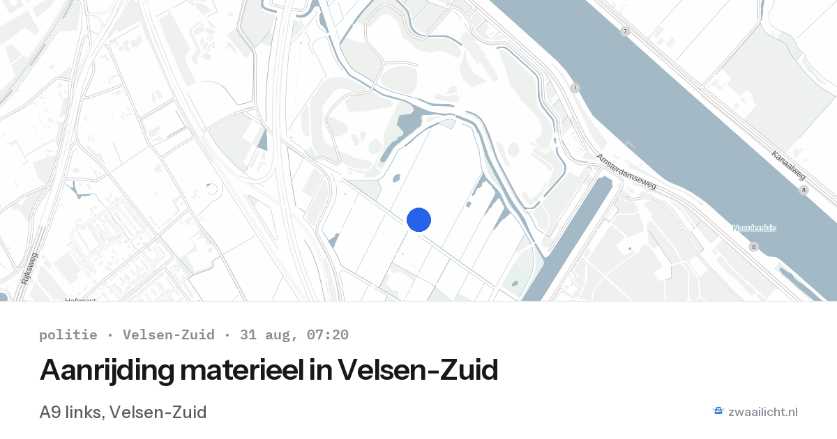 Aanrijding materieel in Velsen-Zuid — 31 aug 2026