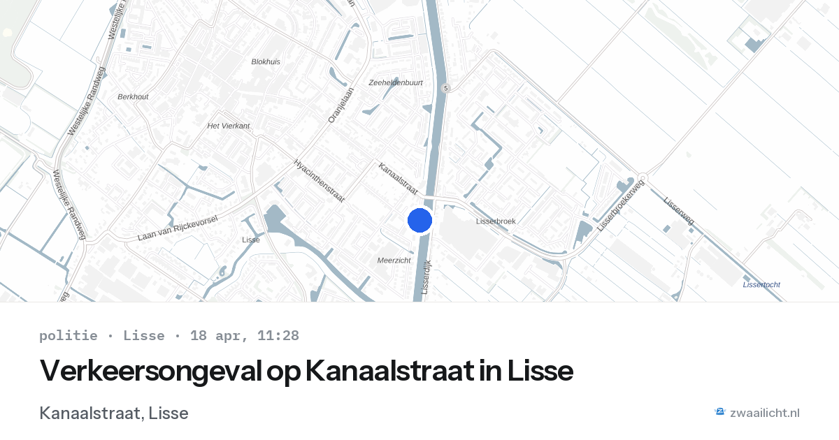 Verkeersongeval op Kanaalstraat in Lisse — 18 apr 2026