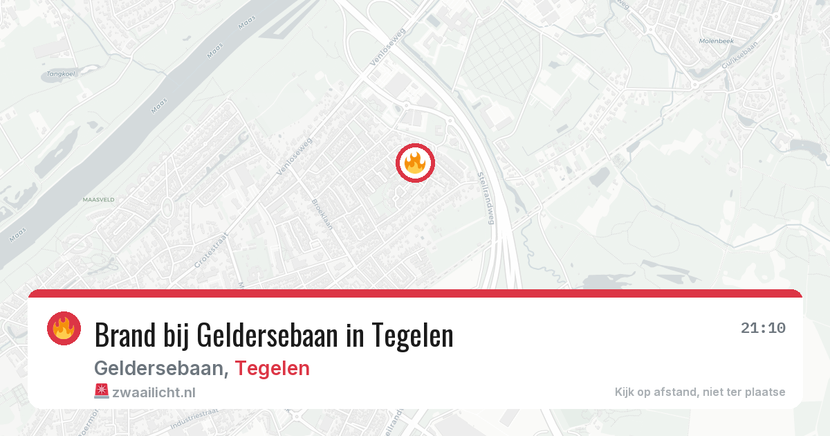 Brand bij Geldersebaan in Tegelen — 13 apr 2026