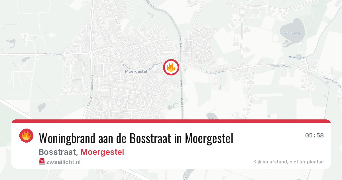 Woningbrand aan de Bosstraat in Moergestel — 26 jun 2026