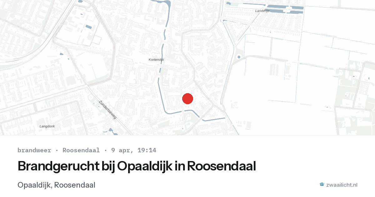 Brandgerucht bij Opaaldijk in Roosendaal — 9 apr 2026