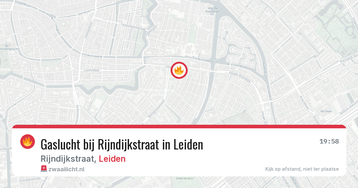 Gaslucht bij Rijndijkstraat in Leiden — 27 jun 2026
