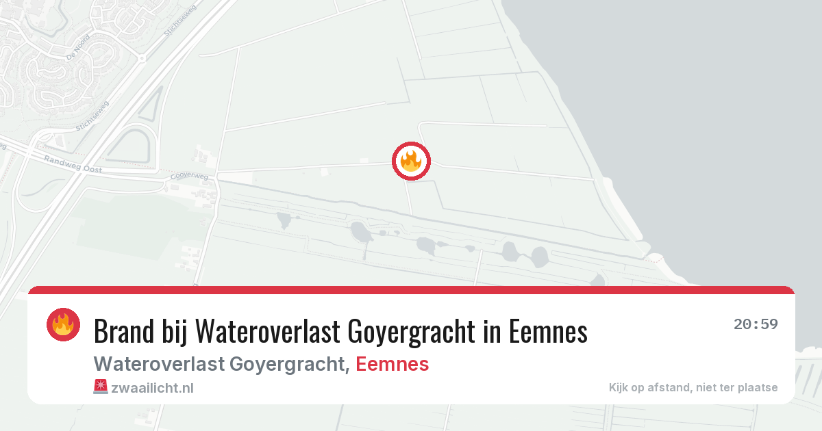 Brand bij Wateroverlast Goyergracht in Eemnes — 20 jun 2026