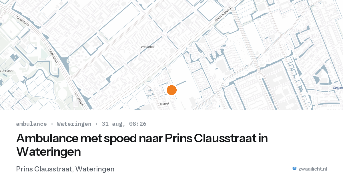 Ambulance met spoed naar Prins Clausstraat in Wateringen — 31 aug 2026