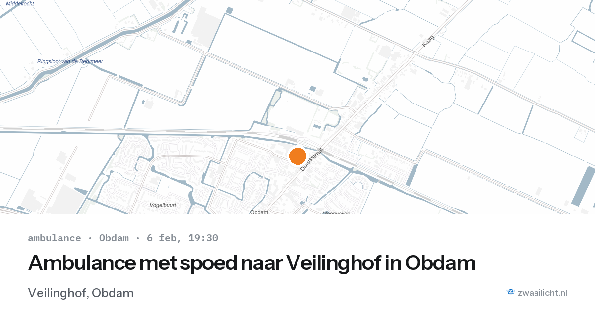 Ambulance met spoed naar Veilinghof in Obdam — 6 feb 2026