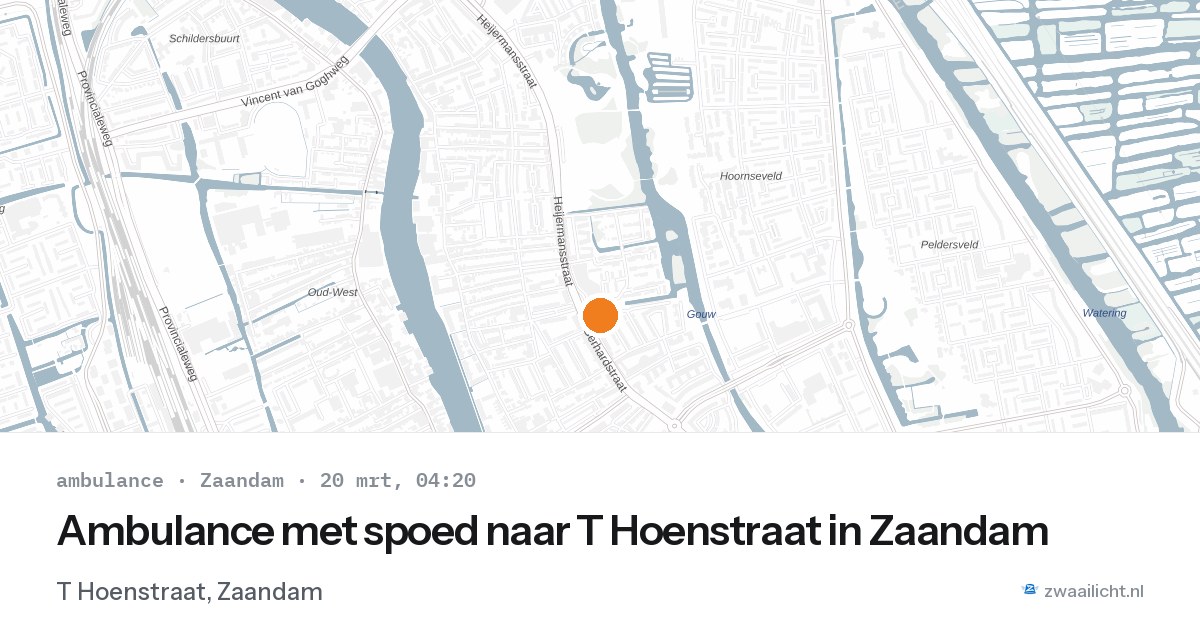 Ambulance met spoed naar T Hoenstraat in Zaandam — 20 mrt 2026