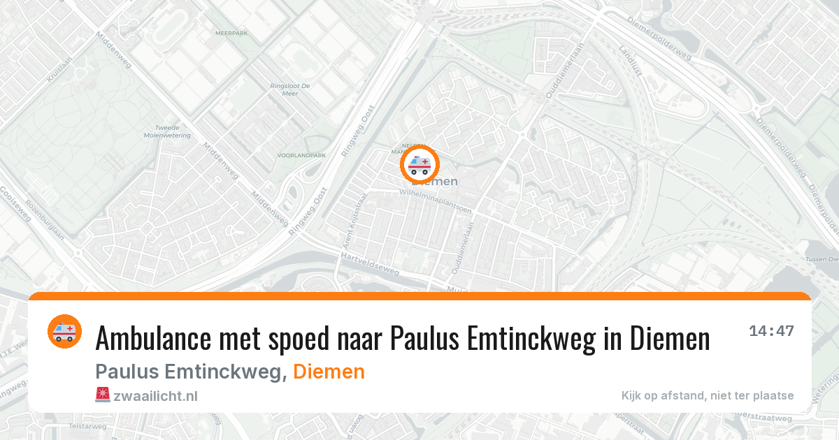 Ambulance met spoed naar Paulus Emtinckweg in Diemen — 11 jul 2026