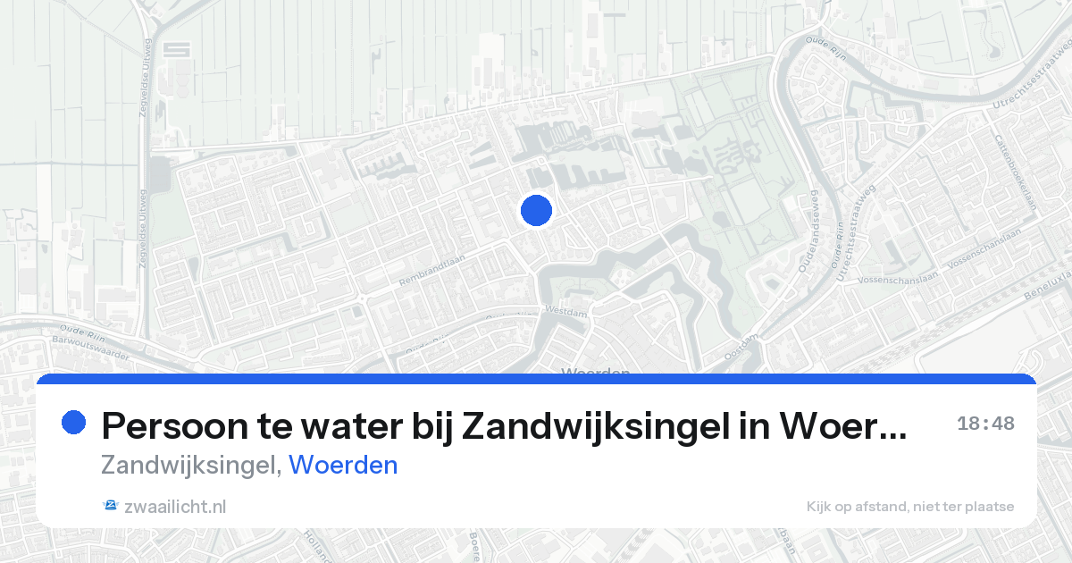 Persoon te water bij Zandwijksingel in Woerden — 22 aug 2026