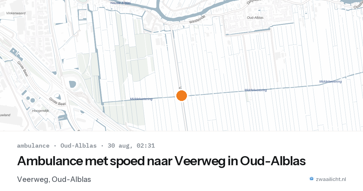 Ambulance met spoed naar Veerweg in Oud-Alblas — 30 aug 2026