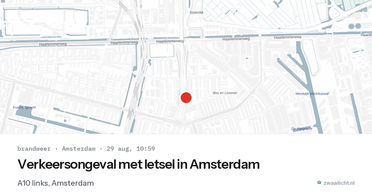 Verkeersongeval met letsel in Amsterdam — 29 aug 2026