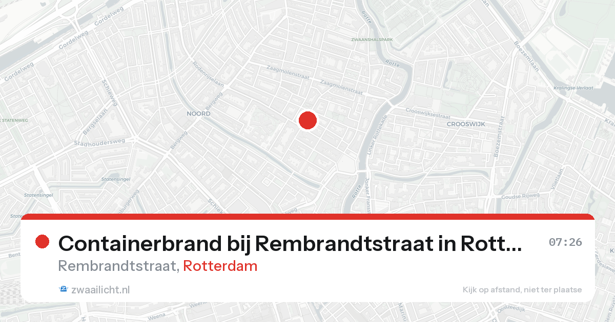 Containerbrand bij Rembrandtstraat in Rotterdam — 26 aug 2026