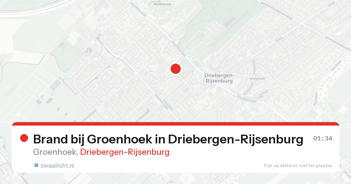 Brand bij Groenhoek in Driebergen-Rijsenburg — 13 aug 2026