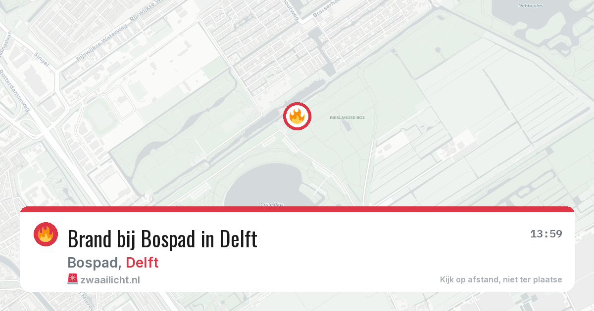 Brand bij Bospad in Delft — 12 mei 2026