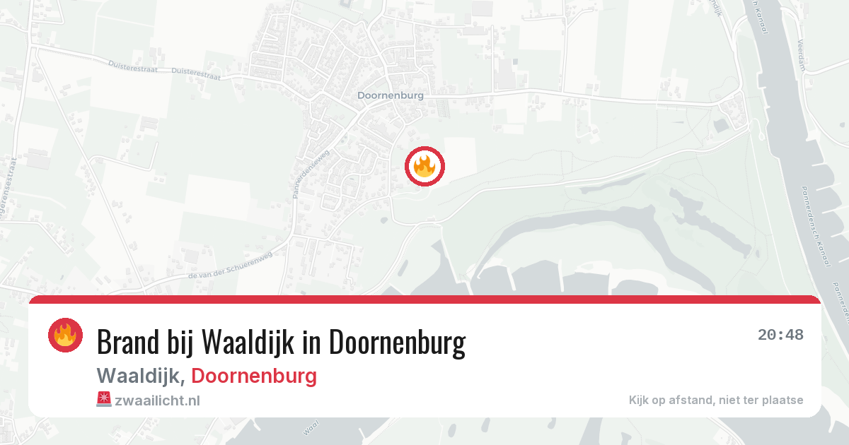 Brand bij Waaldijk in Doornenburg — 24 jul 2026