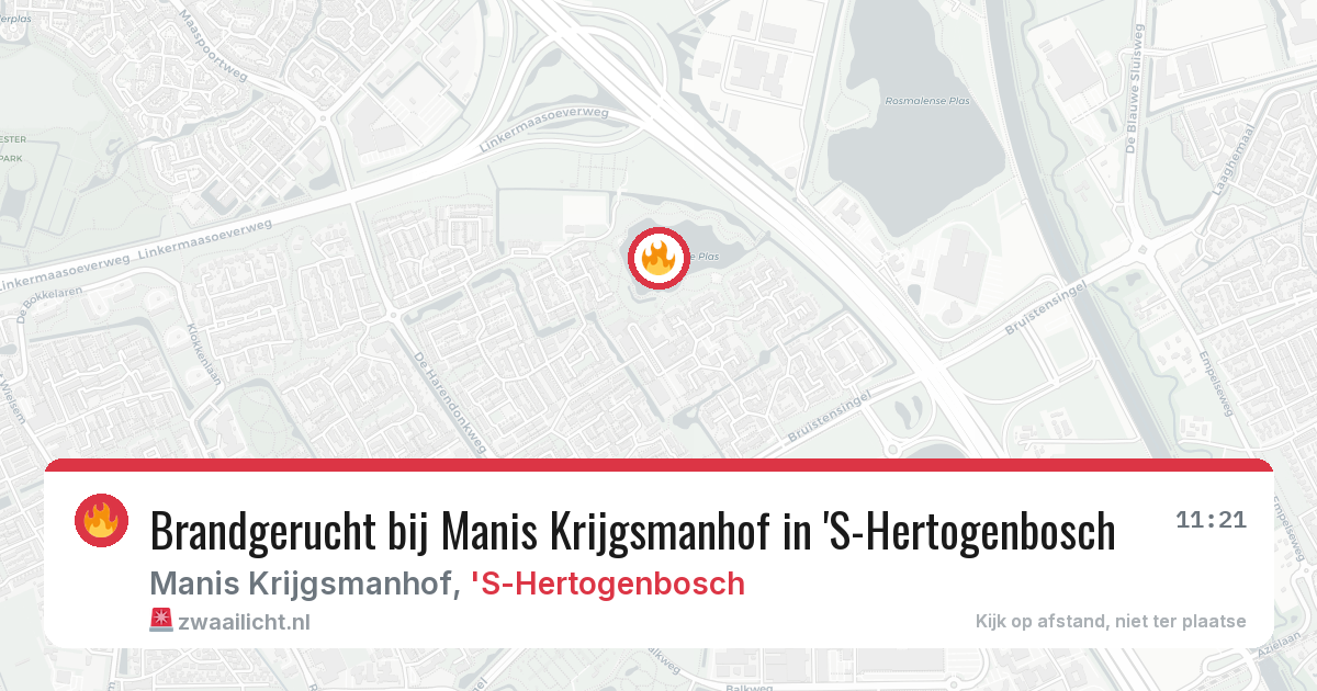 Brandgerucht bij Manis Krijgsmanhof in 'S-Hertogenbosch — 25 jul 2026