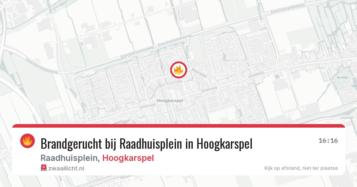 Brandgerucht bij Raadhuisplein in Hoogkarspel — 5 aug 2026
